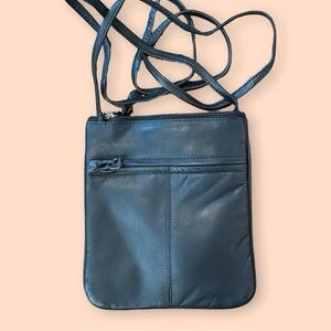 Black Crossbody Leather Purse Handmade Pockets